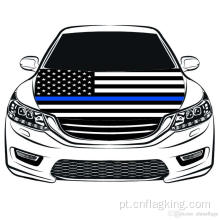 Bandeira fina do capô do carro dos EUA da Blue Line 100% tecido elástico pode ser lavado 100 * 150 cm